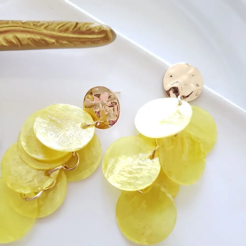 Zara Yellow Natural Shell Earrings - Picture 9 of 9